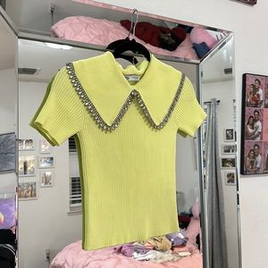 Zara jewel collar short sleeve sweater